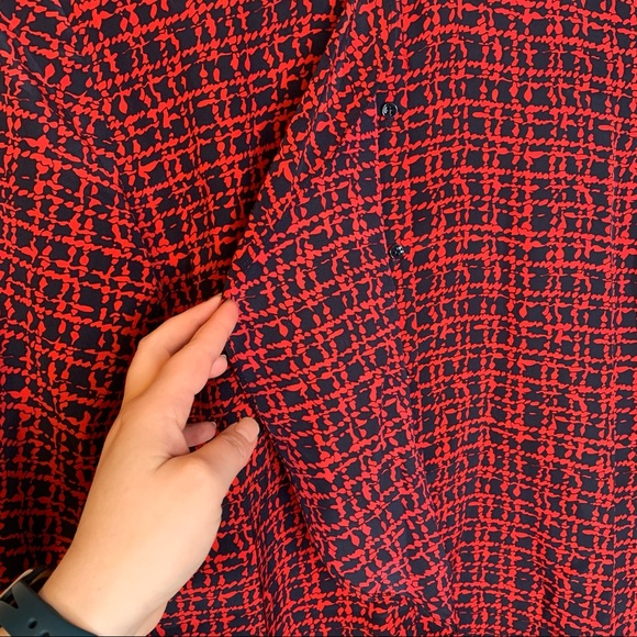 Silk Ruffle Front Button Up Blouse - Picture 4 of 6